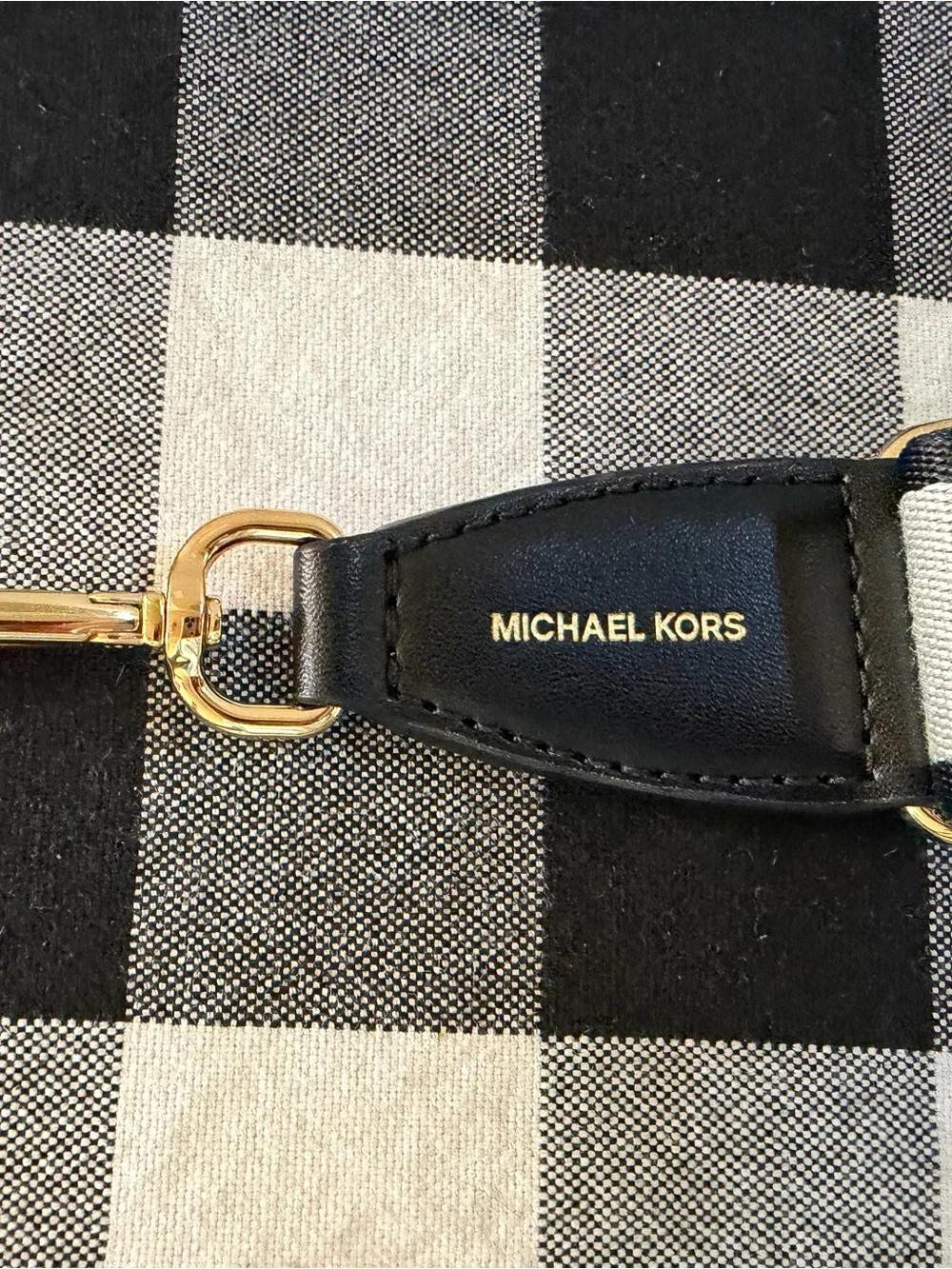 Michael Kors Black Leather Strap with Gold Hardware Accent - Picture 1 of 3